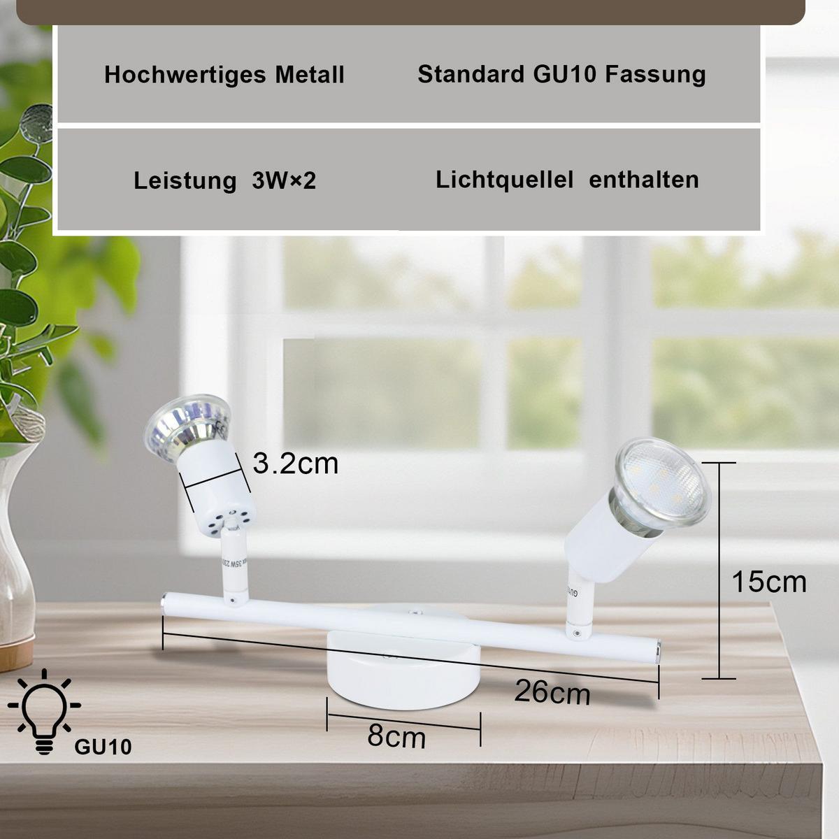 DECKENSTRAHLER Macneil 2-flammig 26/15/8cm - Weiß, Metall (26/15/8cm) - Nettlife