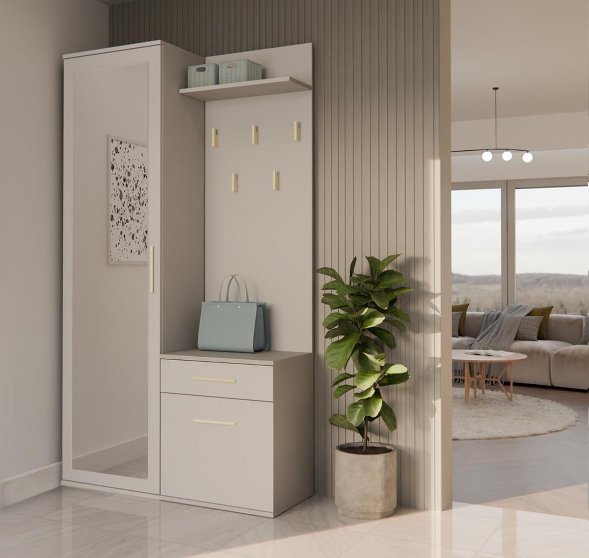 GARDEROBE modern mit Spiegel Schrank Duo Kaschmir 100/180/35 - Kaschmir, Holzwerkstoff (100/180/35cm) - RAUMHIRSCH FURNITURE