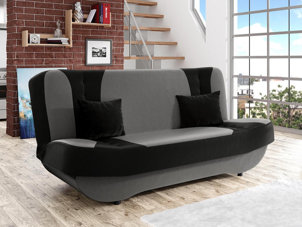 SCHLAFSOFA Pinto - Schwarz/Grau, Holzwerkstoff/Kunststoff (190/94/90cm) - MIRJAN24