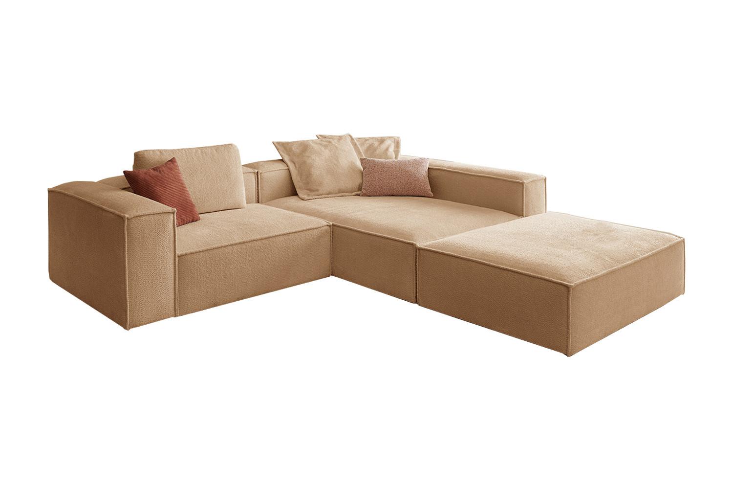 ECKSOFA CARMO Braun Flachgewebe - Schwarz/Braun, Kunststoff/Textil (306/191cm) - KAWOLA
