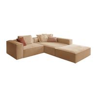 ECKSOFA CARMO Braun Flachgewebe - Schwarz/Braun, Kunststoff/Textil (306/191cm) - KAWOLA