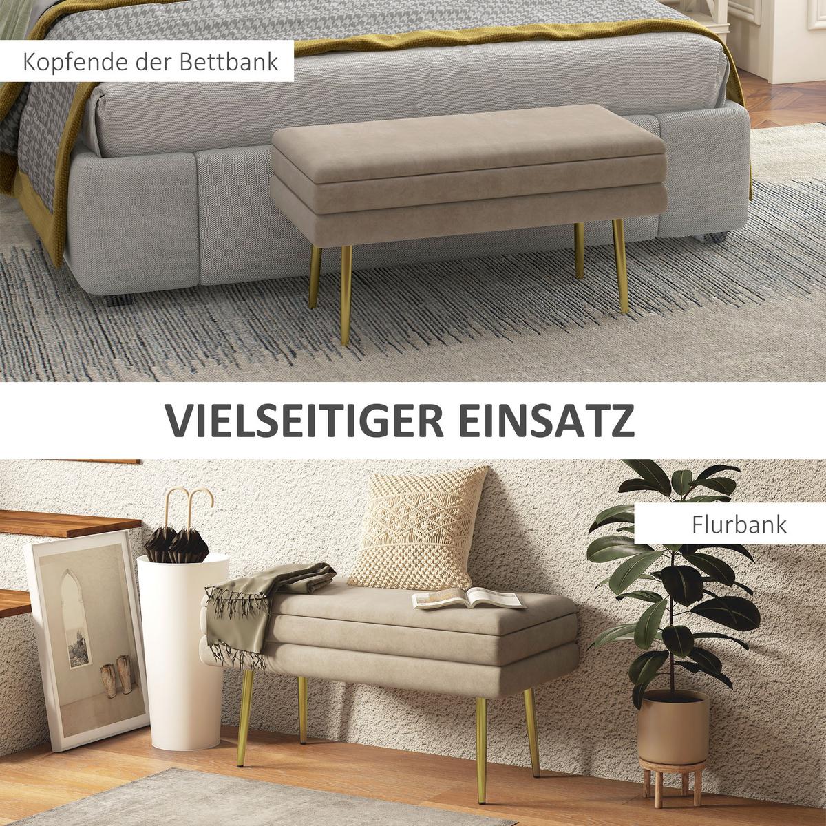 TRUHENBANK mit Stahlbeine, Beige - Beige, Kunststoff (37.5/43/79.5cm) - HOMCOM