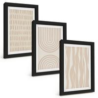 BILDER SET 3er Set - 20x30 cm Schwarzer Rahmen - Abstrakte beige Muster - Schwarz, Kunststoff (20/30cm) - TULUP