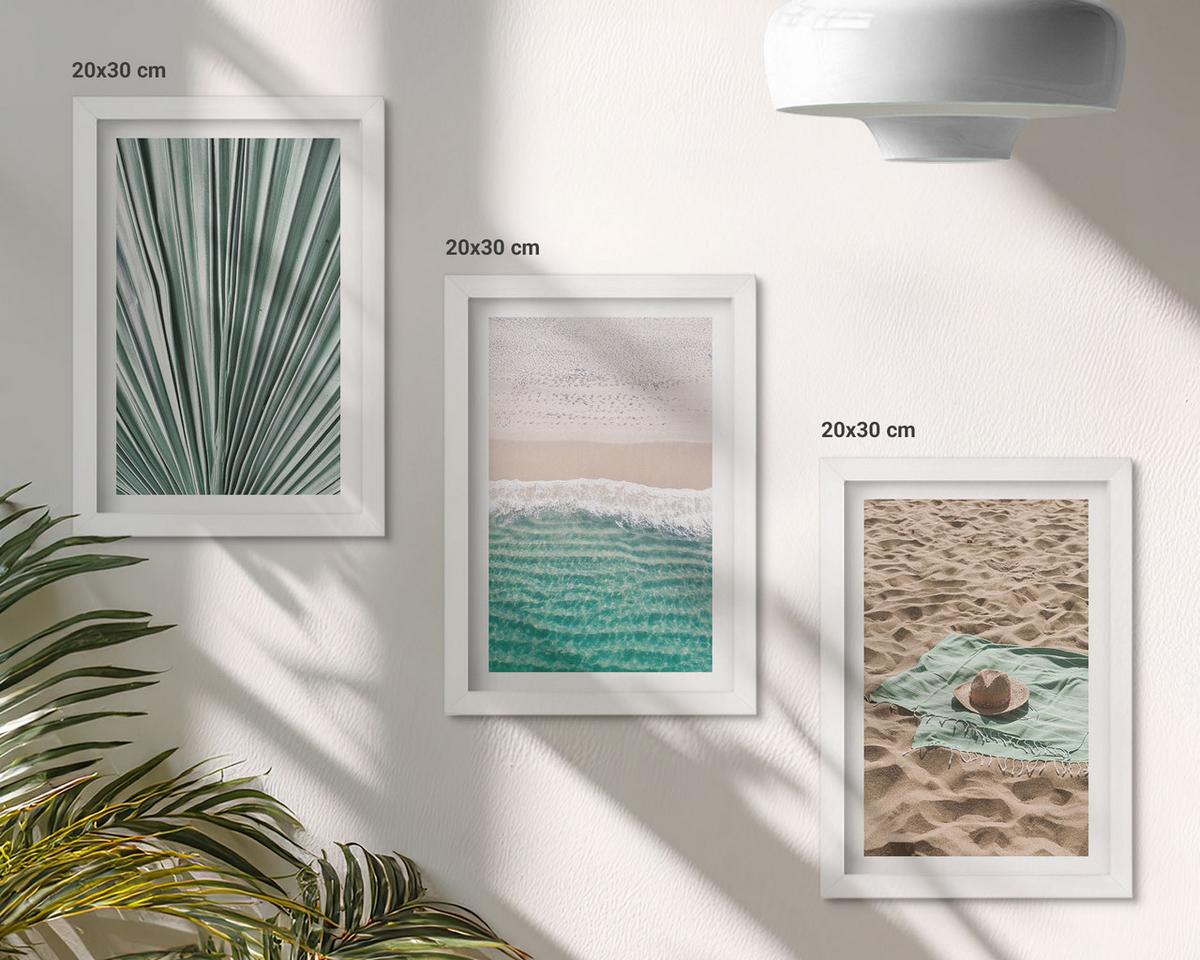 BILDER SET 3er Set - 20x30 cm Weißer Rahmen - Urlaubsblick Strand Meer - Weiß, Kunststoff (20/30cm) - TULUP