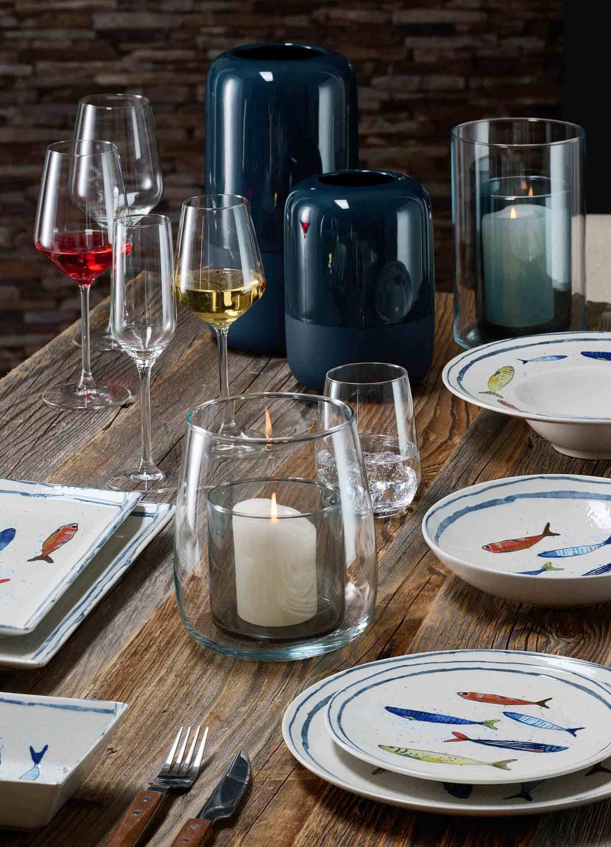 WINDLICHT Duo 18 cm - Grau, Glas (14/18/14cm) - Ritzenhoff Breker