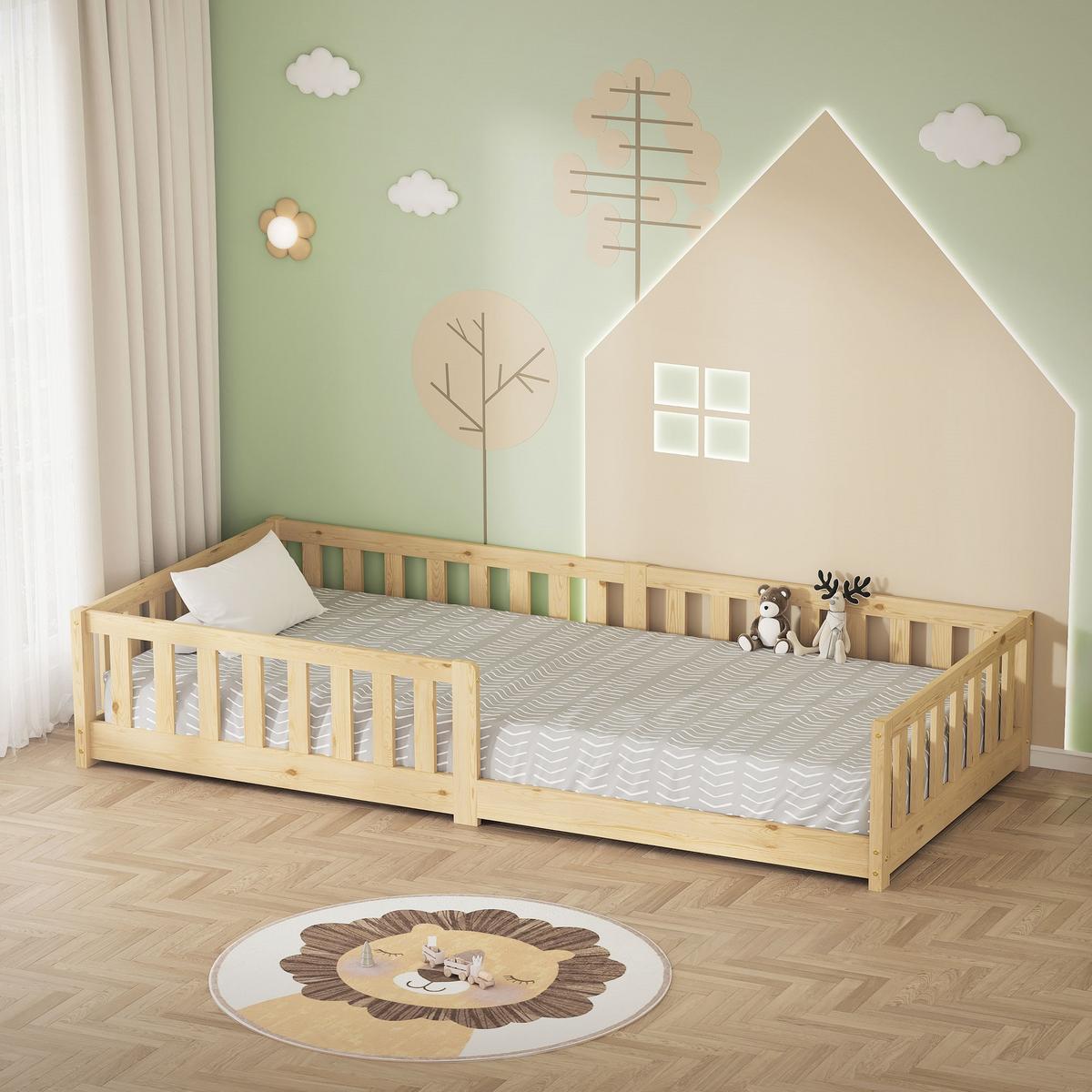 KINDERBETT 90x200 cm Natur aus Kiefernholz - Naturfarben, Holz (90/200cm) - ML-DESIGN