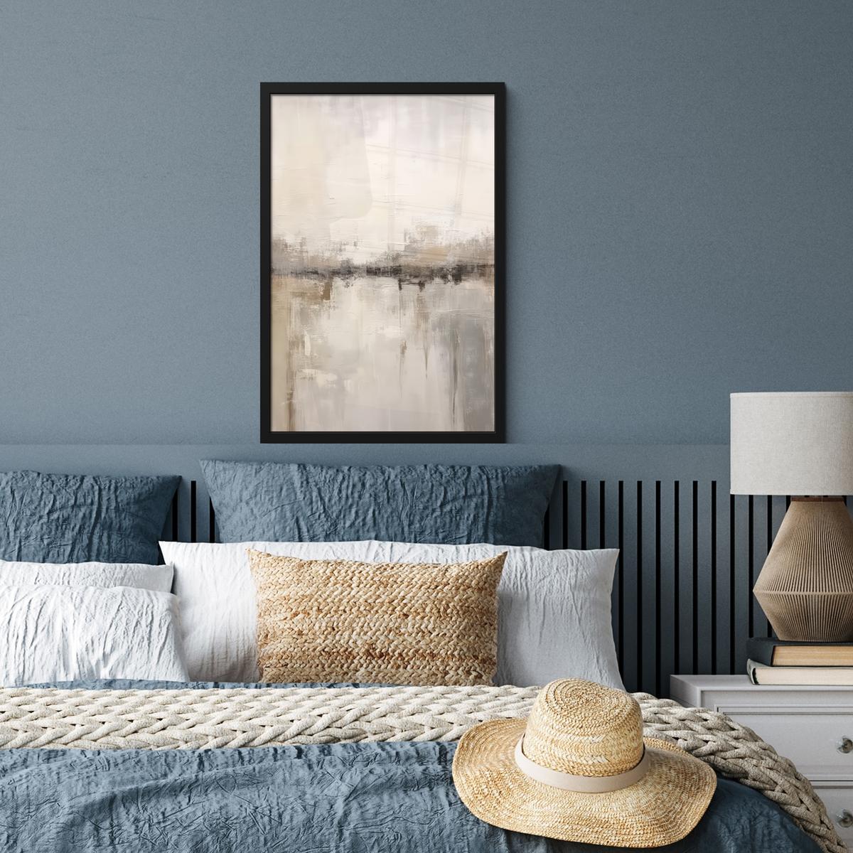 POSTER MIT RAHMEN Moderne Kunst - Abstrakt - Beige Bilder mit Rahmen 40x60 cm - Beige, Papier (40/60cm) - MuchoWow