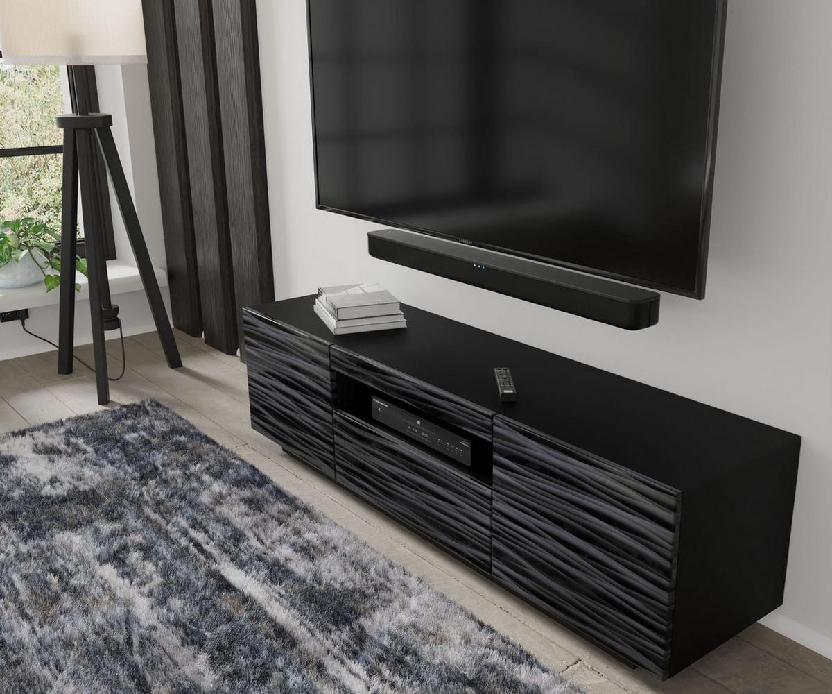 TV LOWBOARD Schwarz Hochglanz 150/42/37 - Schwarz Hochglanz, Holzwerkstoff (150/42/37cm) - RAUMHIRSCH FURNITURE