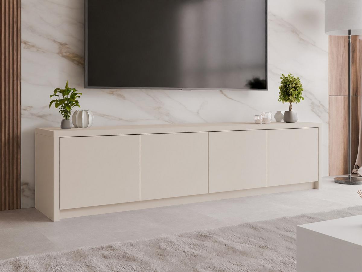 TV-LOWBOARD Solid 4D - Sandfarben/Schwarz, Holzwerkstoff/Kunststoff (198/51/40cm) - MIRJAN24