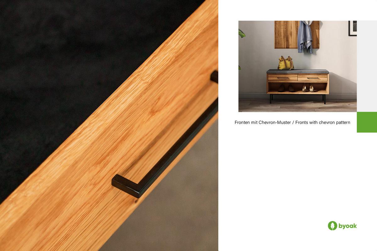 HALLENBANK LEON Wildeiche - Wildeiche, Holz (97/52/36cm) - byoak