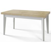 RECHTECKIGER Esszimmertisch SKANDI, ausziehbarer Tisch, Größe: 140-180X80X78 cm, Wohnzimmertisch Farbe: HALIFAX, mit Holzbeinen in Farbe Weiß - Naturfarben/Weiß, Holzwerkstoff (140/80/78cm) - Alpi-Möbel