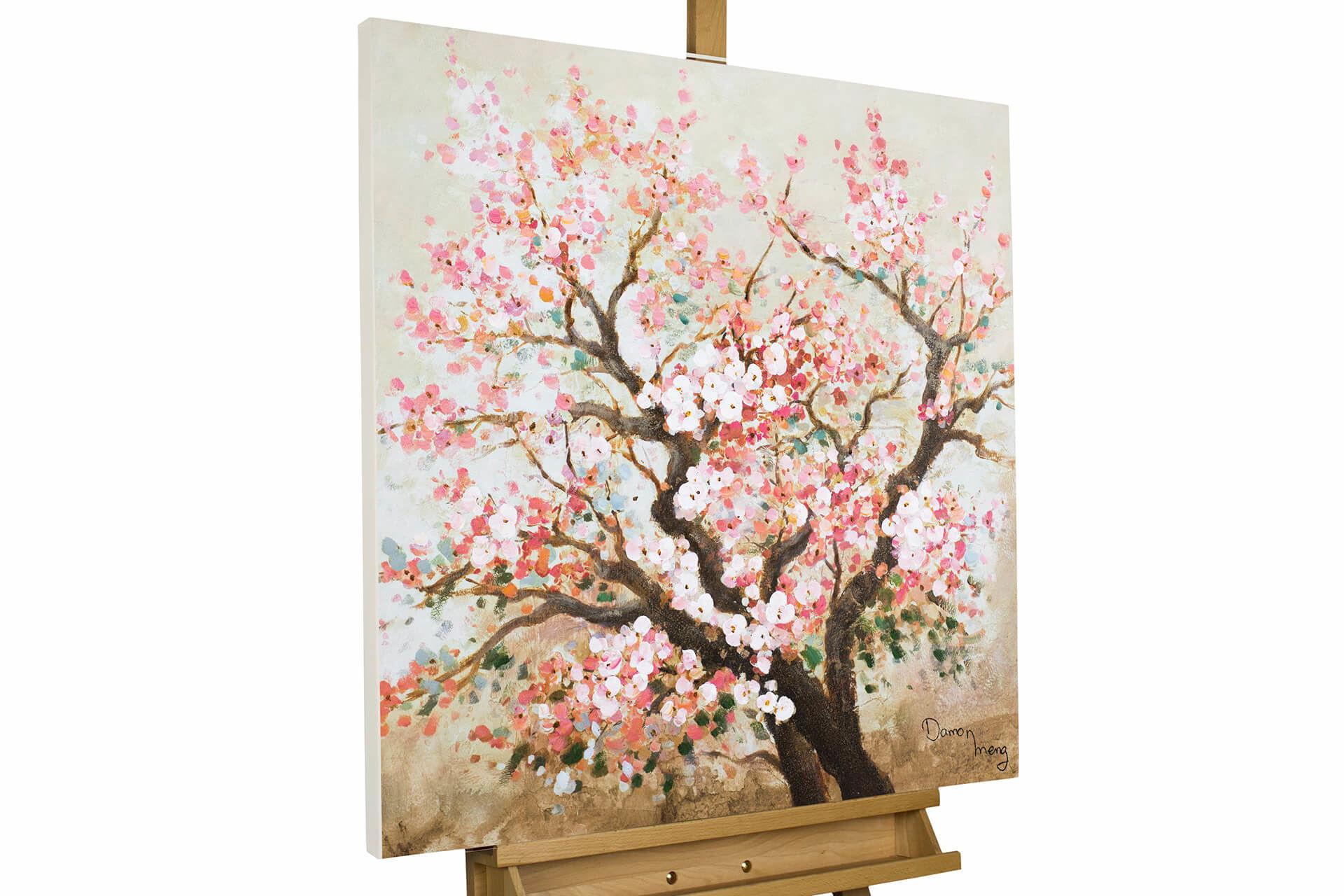 ACRYLBILD HANDGEMALT 80/80 cm - Pink/Braun, Holz/Textil (80/80cm) - KUNSTLOFT