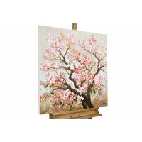 ACRYLBILD HANDGEMALT 80/80 cm - Pink/Braun, Holz/Textil (80/80cm) - KUNSTLOFT