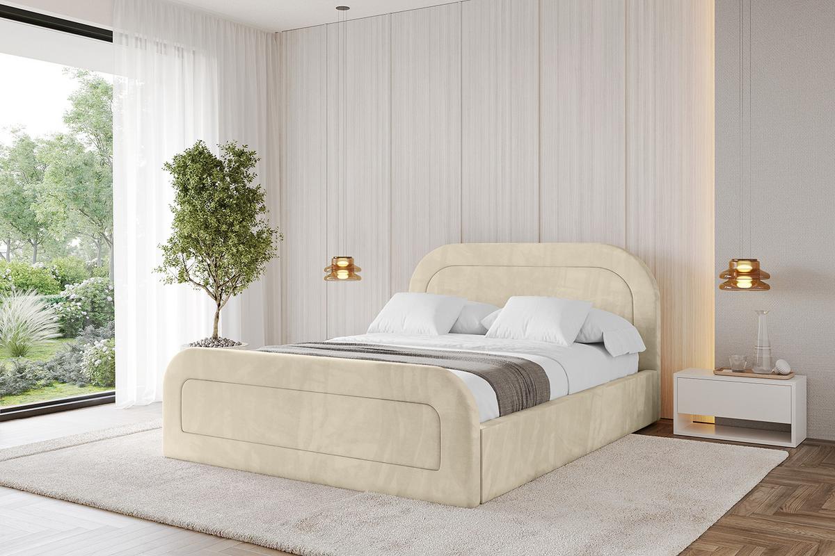 POLSTERBETT mit Bettkasten, Fußteil und Lattenrost, Boxbett ohne Matratze - LERAY-Z 120x200 Beige - Ecru, Holzwerkstoff/Textil (120/200cm) - ALTDECOR