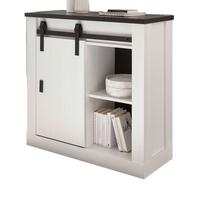 KOMMODE weiß Pinie, anthrazit, Landhaus, Schiebetürenkommode 93 x 91 cm - Anthrazit/Weiß, Holzwerkstoff/Metall (93/91/38cm) - Furn.Design