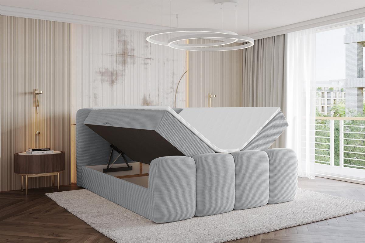 BOXBETT mit Matratze H3 - NINA-Z - 120x200 cm Grau - Silberfarben, Holzwerkstoff (120/200cm) - ALTDECOR
