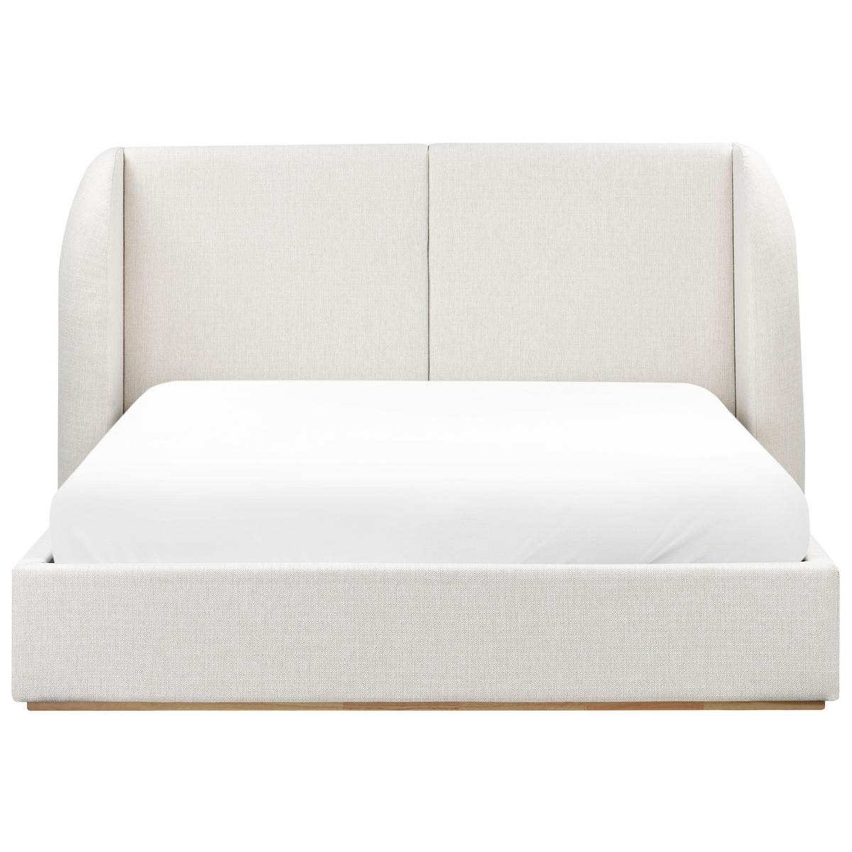 BETT mit Stauraum 160/200 cm Stoff Cremeweiß Monestier - Creme, Textil (160/200cm) - Beliani