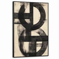 LEINWAND Bilder mit Rahmen - Kreise - Balken - Schwarz - Abstrakt - 80x120 - Schwarz, Textil (80/120cm) - MuchoWow