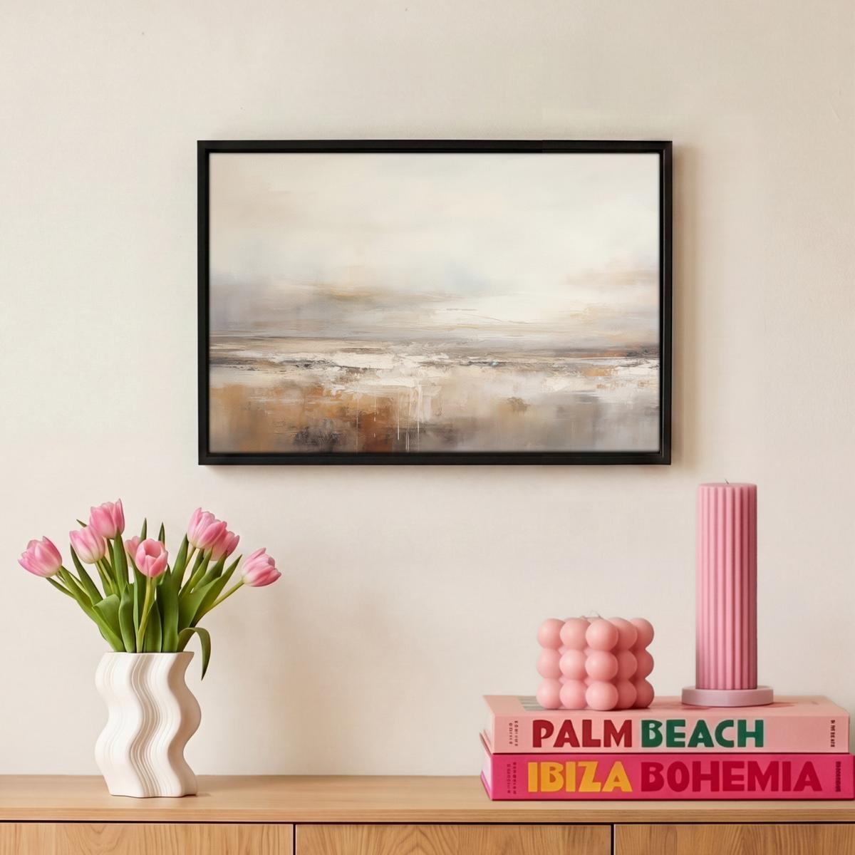 LEINWAND Bilder mit Rahmen - Kunst - Industriell - Grau - Braun - Abstrakt - 30x20 - Sandfarben, Textil (30/20cm) - MuchoWow