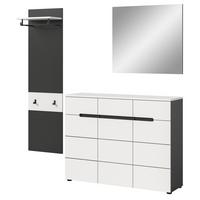 GARDEROBEN-SET 3-teilig in weiß, grau 180 cm, Kombination mit Soft-Close, Cooper - Schwarz/Weiß, Glas/Holzwerkstoff (180/190/37cm) - Inn.Furn