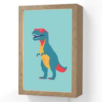 WANDLEUCHTE Dinosaurier - Blau - Sonnenbrille 20x30 cm - Hellblau, Holzwerkstoff (20/30/8cm) - OnlyWow