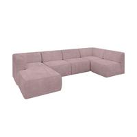 WOHNLANDSCHAFT Ottomane Links MOVO-L 345x180x78 cm Rosa Cord - Rosa, Holzwerkstoff/Kunststoff (345/78/180cm) - ALTDECOR