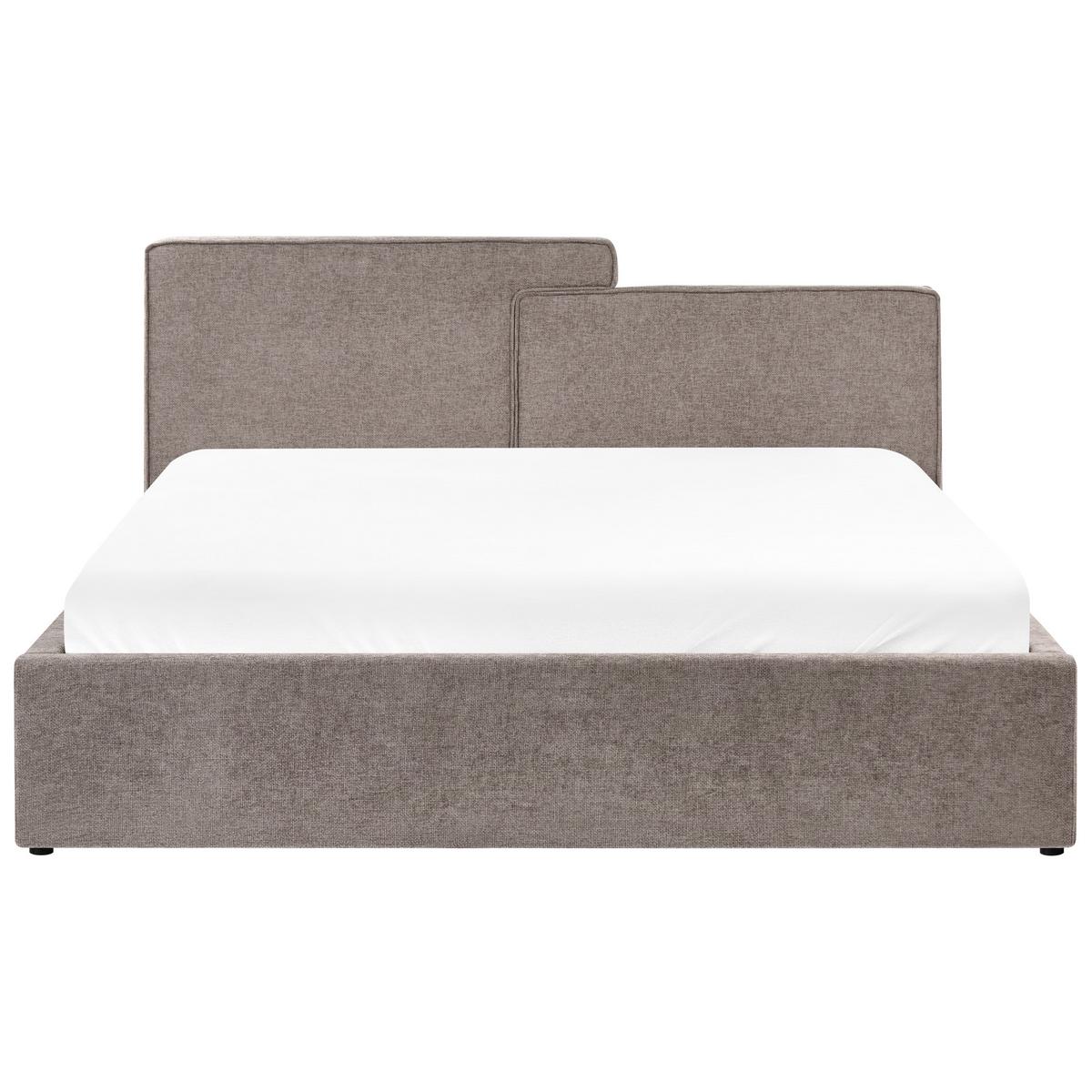 BETT mit Stauraum 180/200 cm Stoff Taupe Lagarde - Taupe, Textil (180/200cm) - Beliani