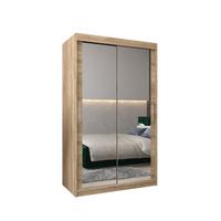 SCHWEBETÜRENSCHRANK 200/120/62 2-türig - Silberfarben/Sonoma Eiche, Holz/Kunststoff (120/200/62cm) - MÖBEL KRYSPOL