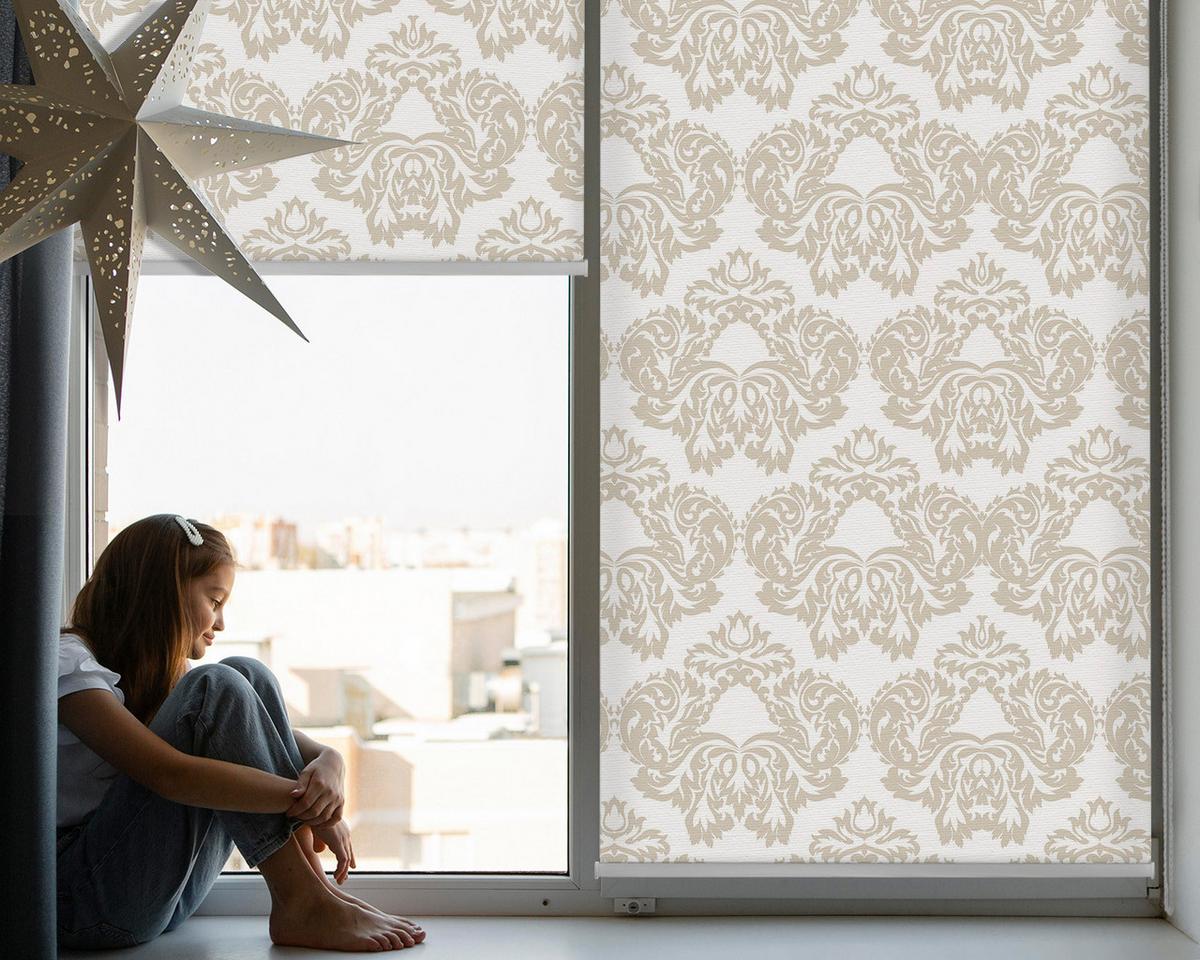 INNENROLLO - Fensterrollo - Rollo - 150x140 cm - Beige Muster - Beige, Kunststoff (150/140/0.5cm) - TULUP
