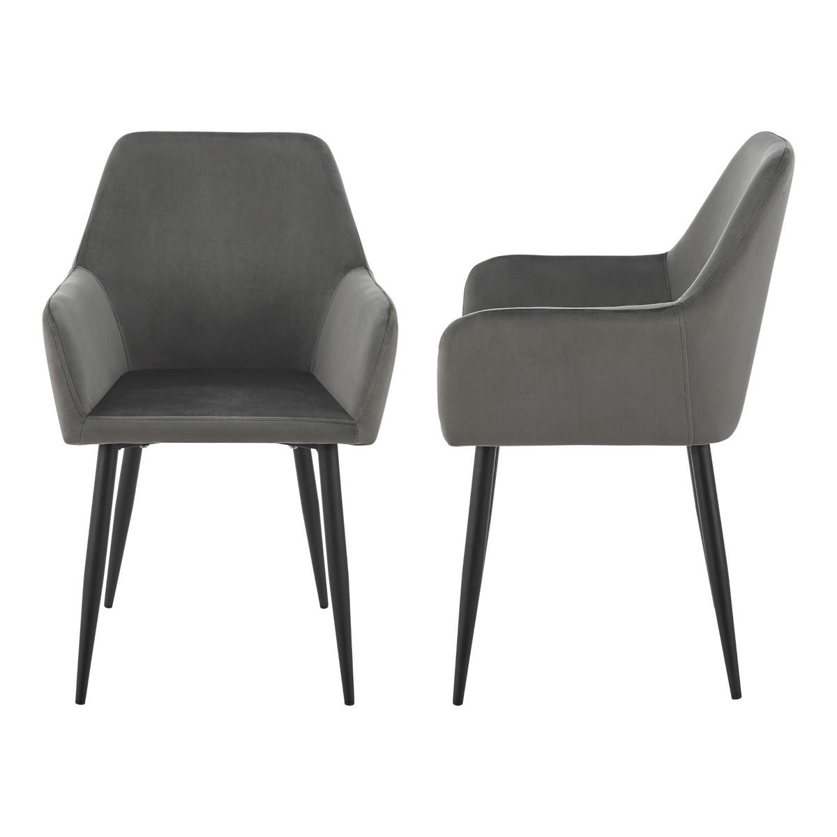 ESSZIMMERSTUHL Hollola im 2er-Set - Grau, Metall (57/86/56cm) - [en.casa]