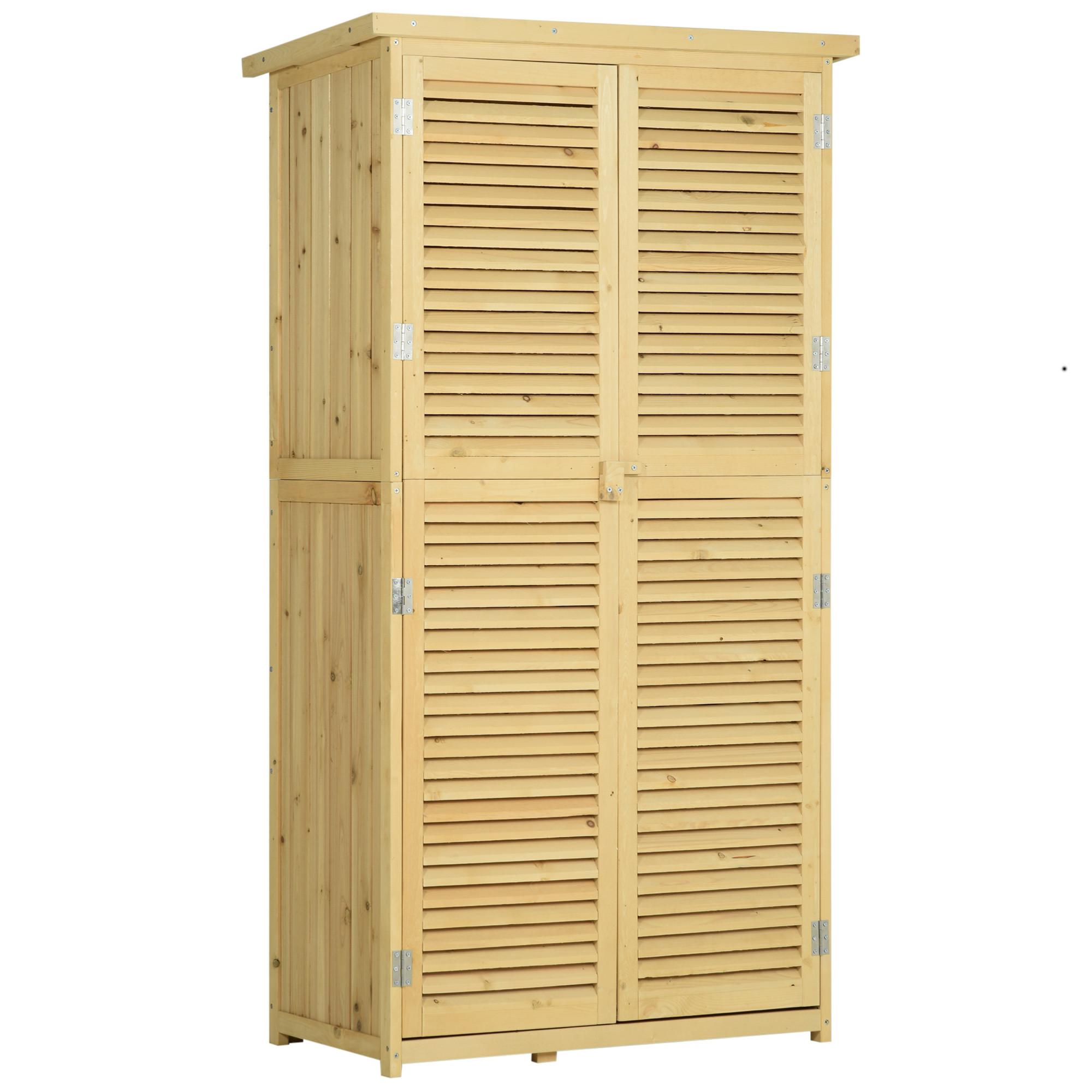 GARTENSCHRANK Holz Geräteschuppen 4 Fächer Geräteschrank mit Asphaltdach Natur - Fichtefarben, Holz (46.5/160/87cm) - Outsunny