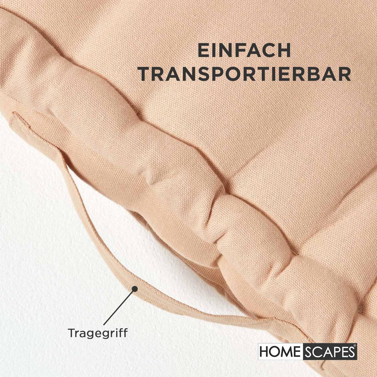 SITZKISSEN beige 40/40/8 cm – Bodenkissen unifarben - Beige, Textil (40/40/8cm) - Homescapes