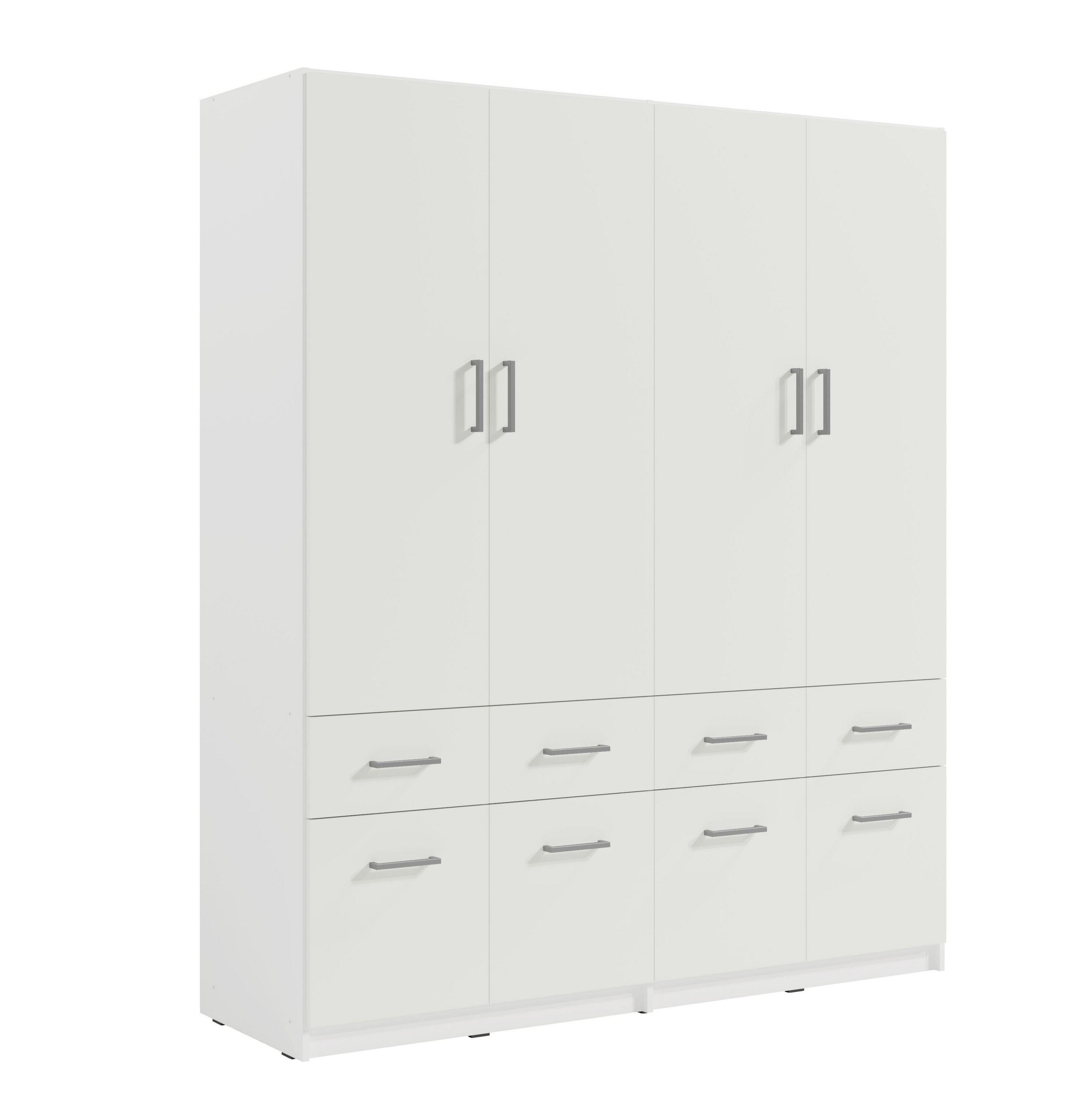DREHTÜRENSCHRANK RYGEN 180,3/197,5/53,3cm 4-türig Weiß - Weiß, Holzwerkstoff (180.3/197.5/53.3cm) - MASSENO