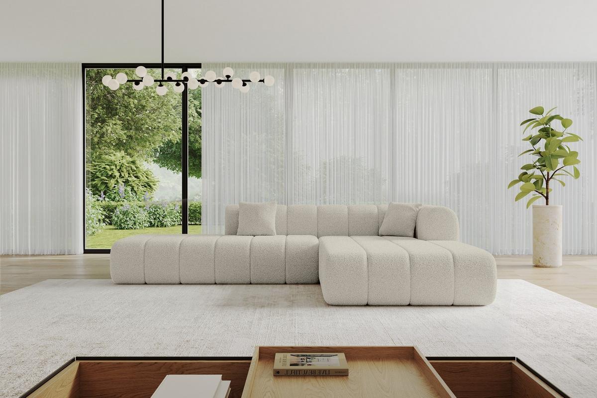 ECKSOFA Ottomane Rechts BILA-L 289x176x71 Beige Bouclé - Sandfarben/Beige, Holzwerkstoff/Kunststoff (289/176cm) - ALTDECOR