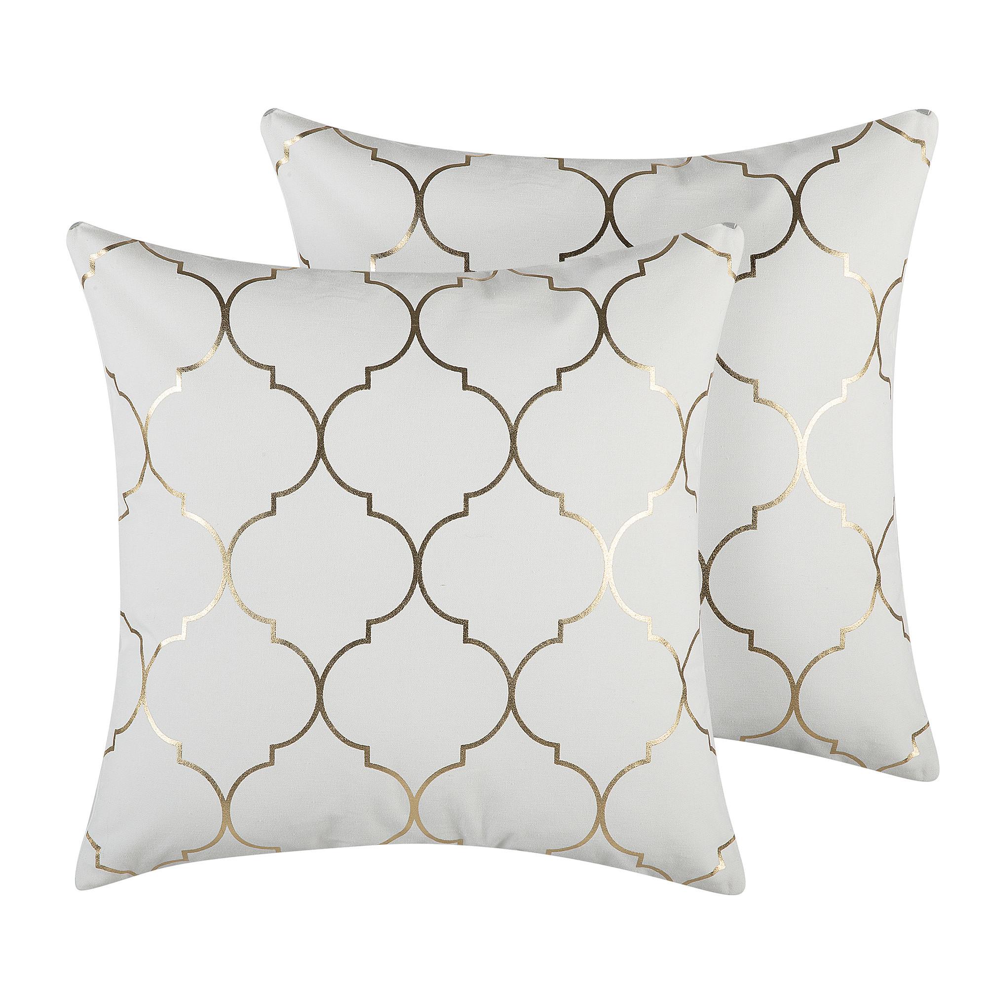 DEKOKISSEN 2er-Set Cremeweiß 45/45 cm Alyssum - Ecru, Naturmaterialien/Textil (45/45cm) - Beliani