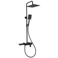 DUSCHSET Canyon Schwarz Messing – Duschset mit Regendusche – Mit Handbrause - Schwarz, Holz (83/119/7cm) - Badplaats