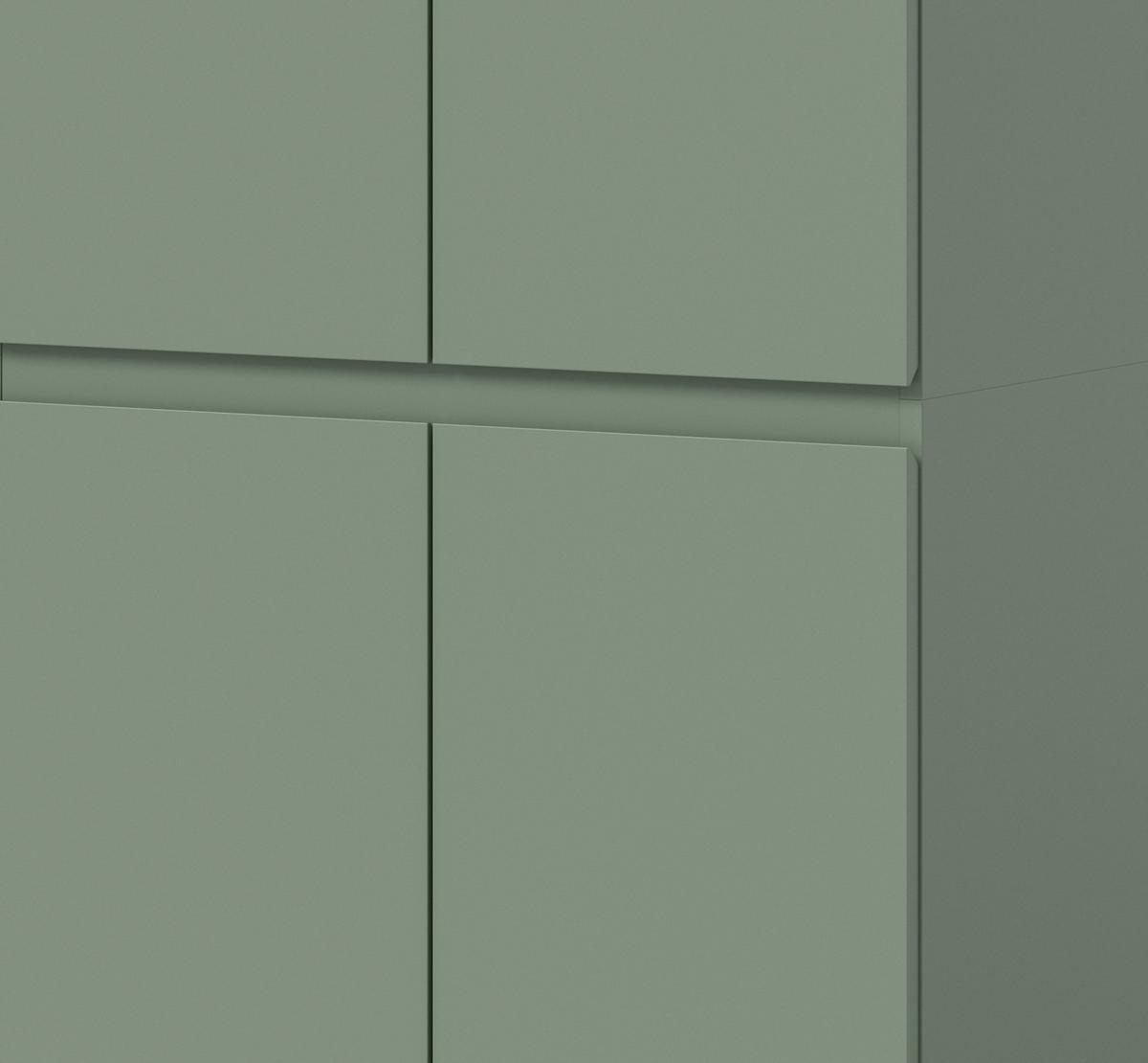 MEHRZWECKSCHRANK grün 70 x 175 cm, Stauraumschrank 4-türig mit 9 Fächern - Schwarz/Grün, Holzwerkstoff/Kunststoff (70/175/37cm) - Inn.Furn