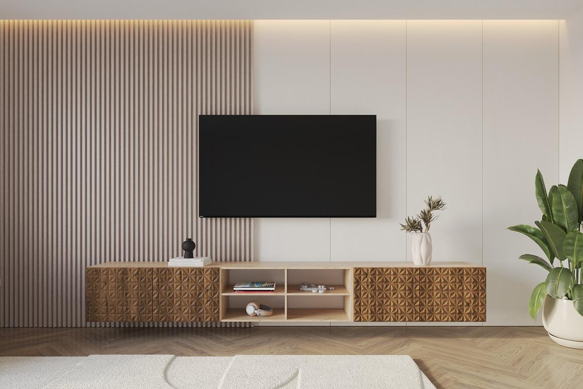 LOWBOARD VIRA-W 3x100x40x40 cm - Artisan / Katania - Eiche Wotan, Holzwerkstoff (300/40/40cm) - ALTDECOR