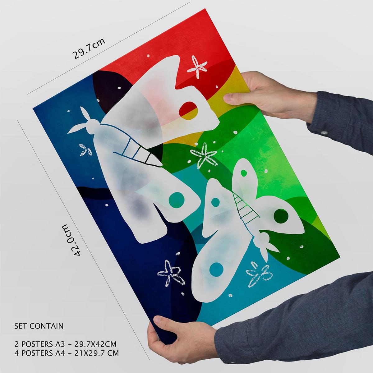 POSTER Set Mit 6 Flügel Der Liebe 1 In Tiere Zusammenfassungen A3 & A4 Rahmenlos - Klar, Papier (29/3cm) - Nacnic