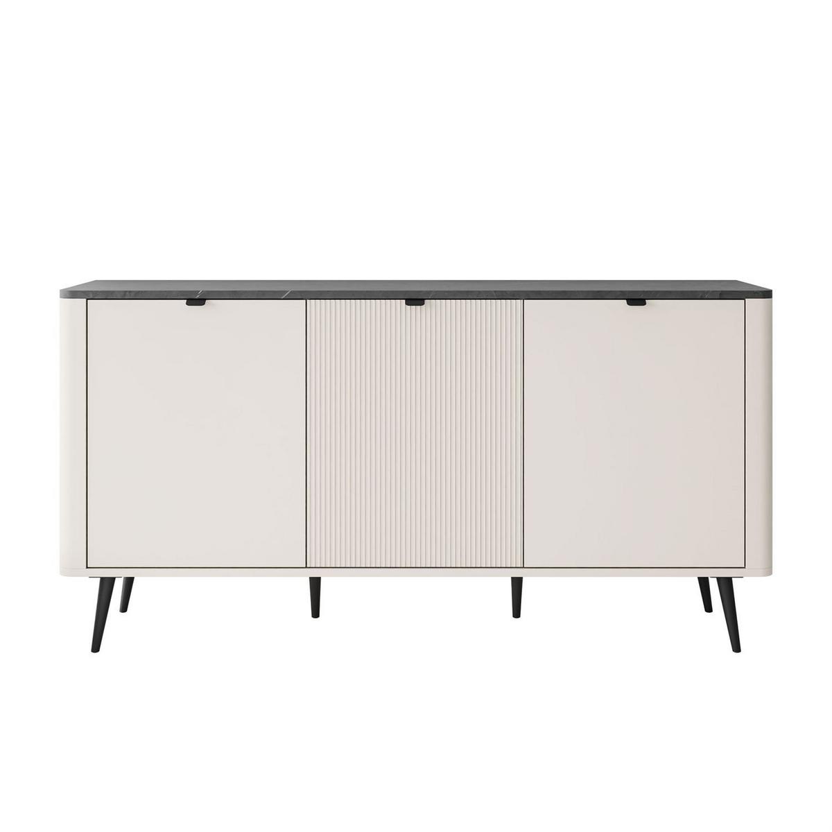 KOMMODE für das Schlafzimmer AUTUMN 3D mit geriffelter Front, Kaschmir / Grauer Stein - Beige, Holzwerkstoff (160/82/40cm) - Lookway
