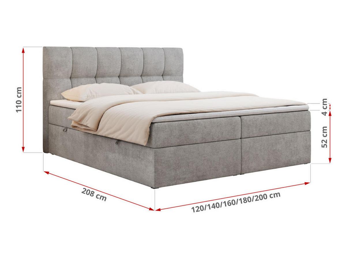 BOXBETT RICO 200/200 Hellgrau Struktur - H3 - Hellgrau, Holz/Textil (200/200cm) - MKS