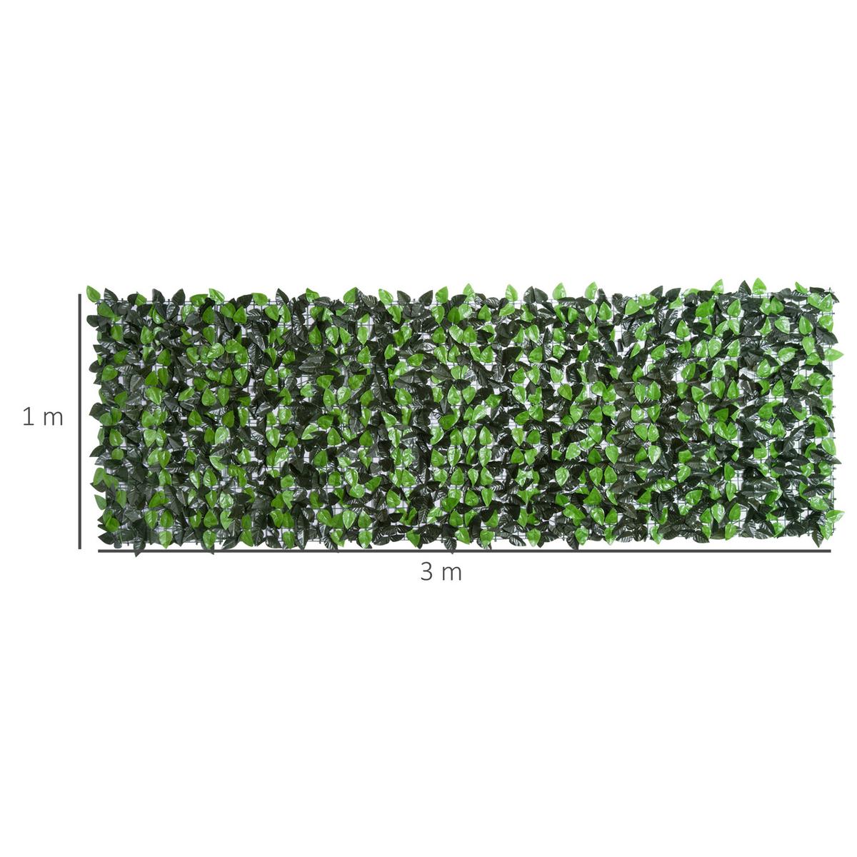 SICHTSCHUTZ, mit UV-Schutz, Heckenpflanze, für Garten, Terrasse, Grün, 3 x 1 m - Grün, Kunststoff (1/100cm) - Outsunny