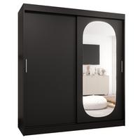 SCHIEBETÜRENSCHRANK mit Spiegel ROYAL 200/180/62 2-türig - Silberfarben/Schwarz, Holz (180/62/180cm) - MÖBEL KRYSPOL
