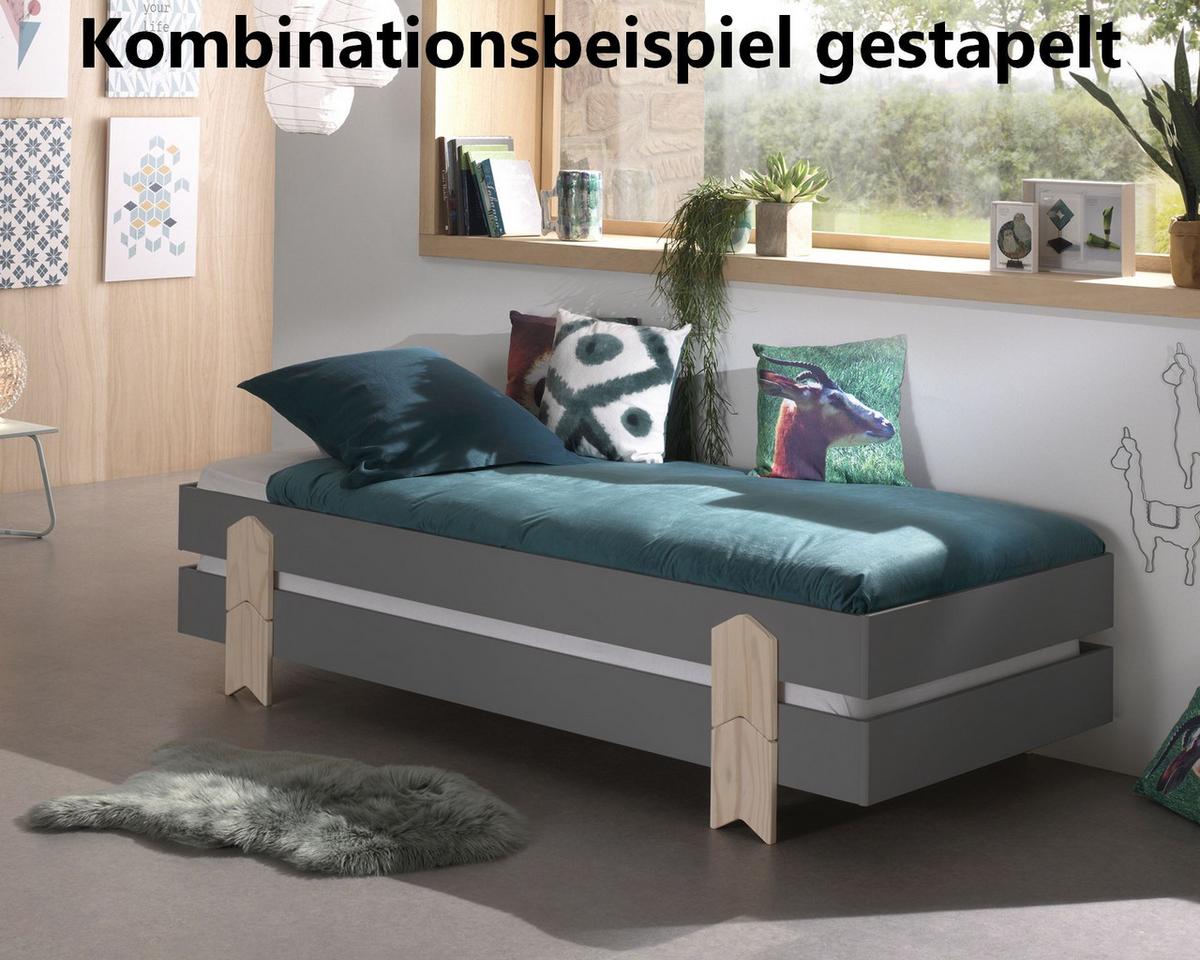 STAPELBETT Karlene 204x28x94 aus MDF in Grau - Grau, Holzwerkstoff (90/200cm) - 58aufmkessel
