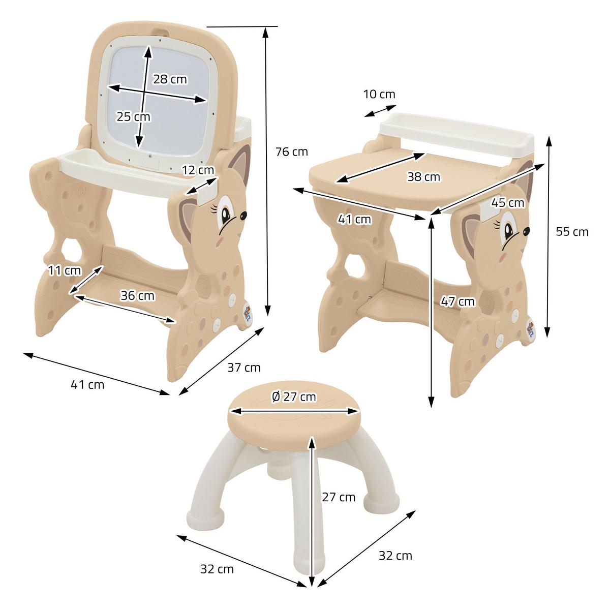 KINDER MALTISCH Braun mit Hocker - Braun, Kunststoff (41/76/45cm) - Joyz