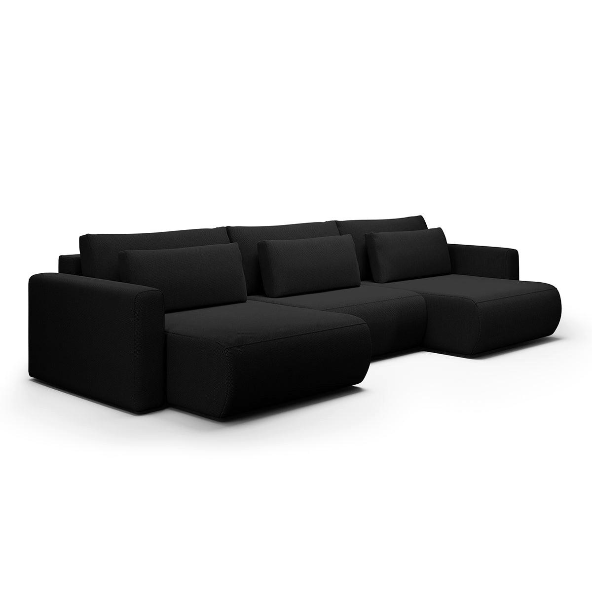 PANORAMASOFA Evy 4 Sitzplätze Schwarz - Schwarz, Holz (340/82/149cm) - Petits-meubles