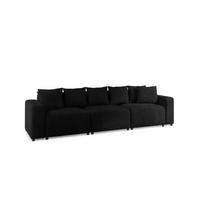 SOFA Megan 3-sitzer In Poso - Schwarz, Holzwerkstoff/Textil (327/75/98cm) - Fun Möbel