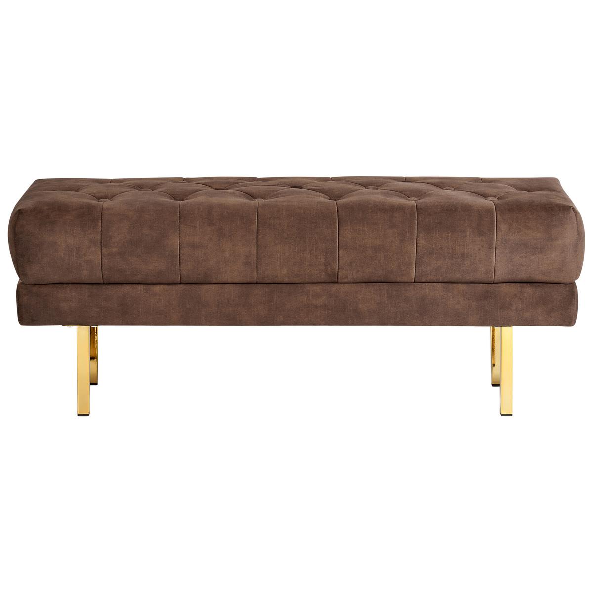 POLSTERBANK Samtstoff Dunkelbraun Roseville - Dunkelbraun, Textil (117/44/40cm) - Beliani