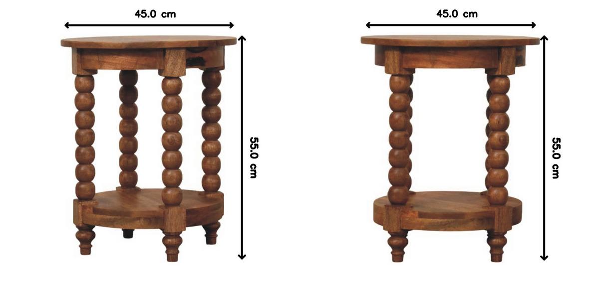 BEISTELLTISCH Golden-Teak-Finish, 1 offenes Regal in der Mitte, Braun - Braun, Holz (45/45/55cm) - Artisan Furniture