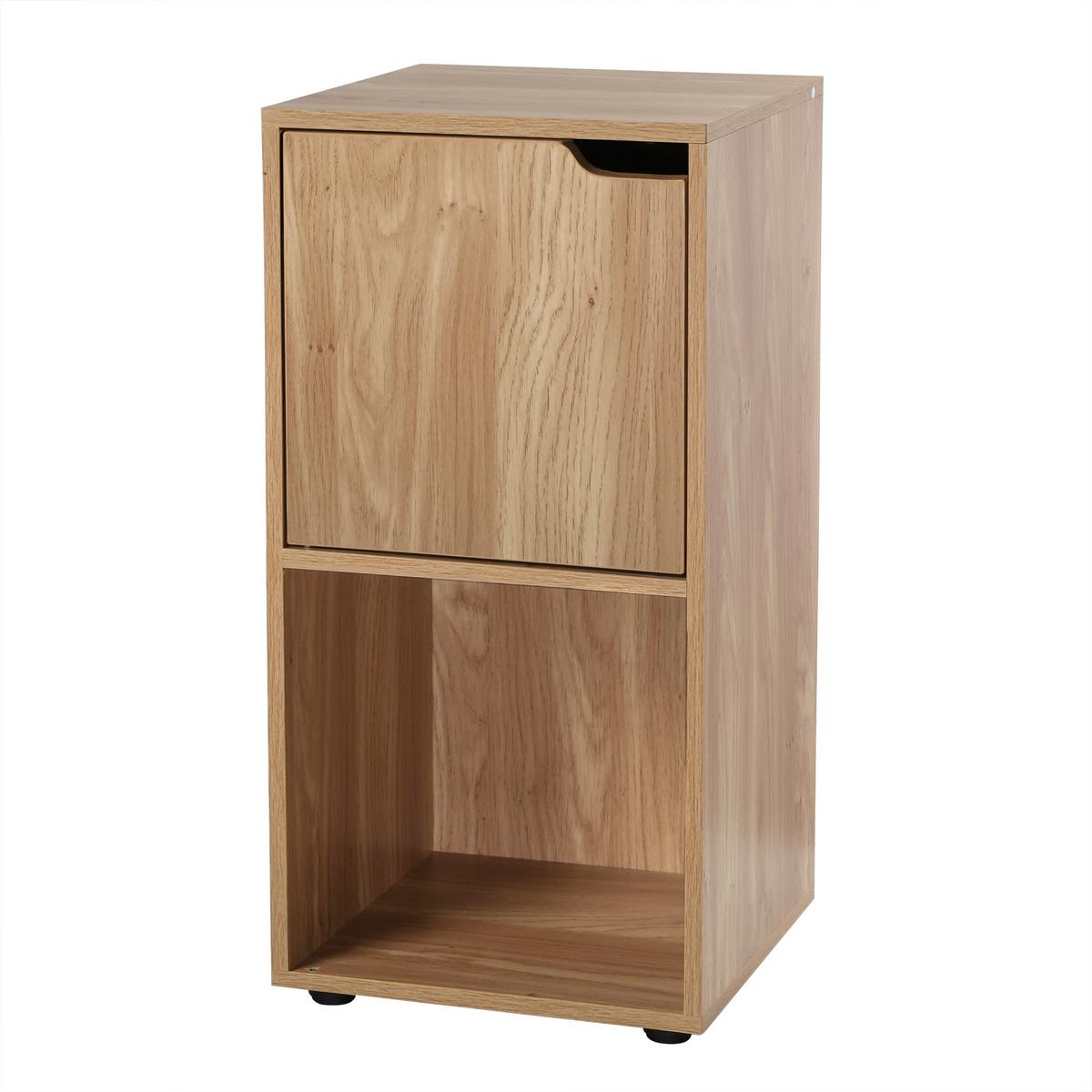 NACHTTISCH mit 2 Fächern im Holzdekor mit 1 Tür - L31 cm - 2er Set - Eschefarben, Holzwerkstoff (29/61.6/61.6cm) - Calicosy